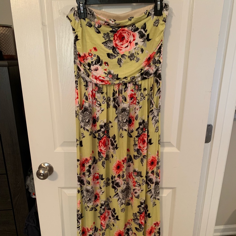 Yellow floral maxi dress
